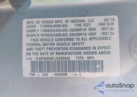2018 Honda Cr-V Touring from USA, damaged, VIN 7FARW2H91JE029342
